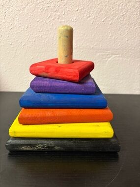 Wooden Rainbow Stacking Toy Handmade Montessori Style Wood Blocks